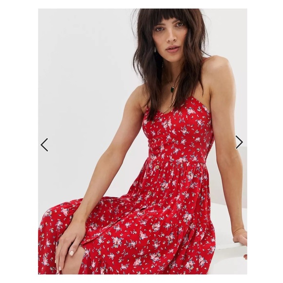 Band Of Gypsies Floral Tiered Midaxi Dress XS - Picture 5 of 12